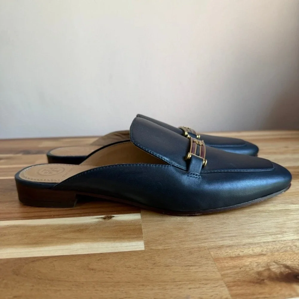 Tory Burch Amelia Backless Loafer Navy Blue Size 9